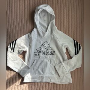 Kids Adidas White Hoodie with Black Stripes size medium